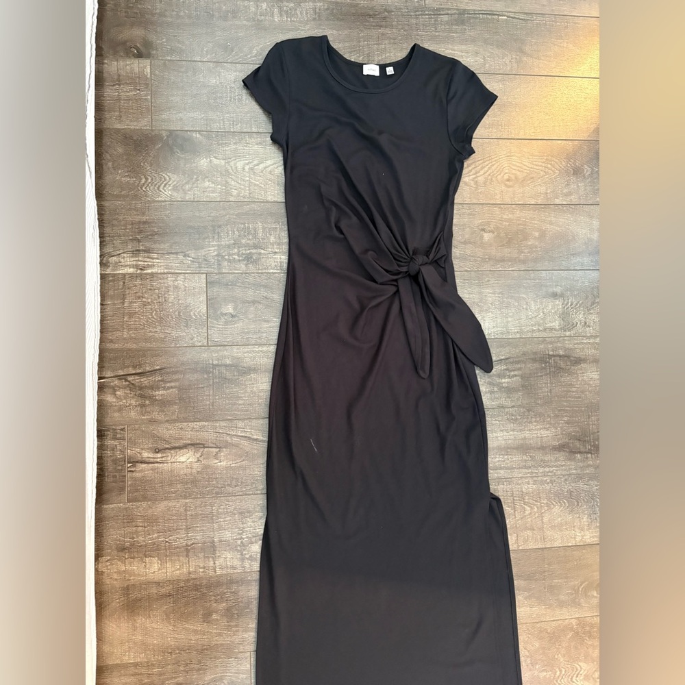 Wilfred Black Midi Dress with Tie Detail